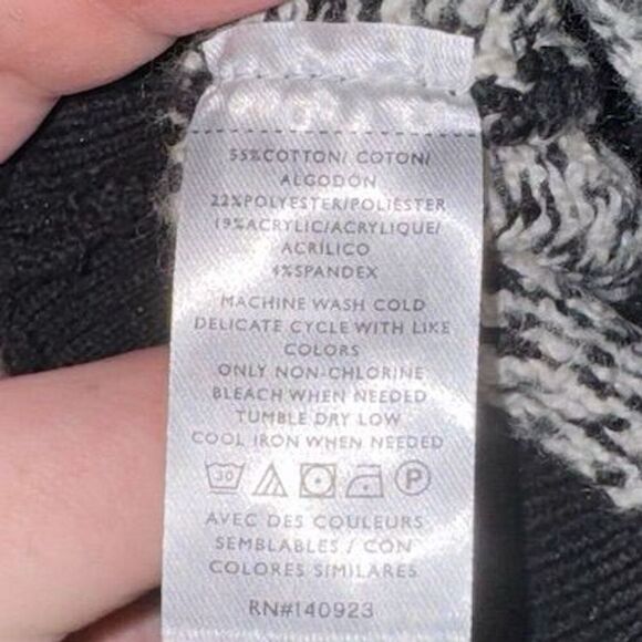 LOFT Women's Black Geometric Fair Isle Full-Zip Cardigan Sweater Size S - Picture 5 of 6